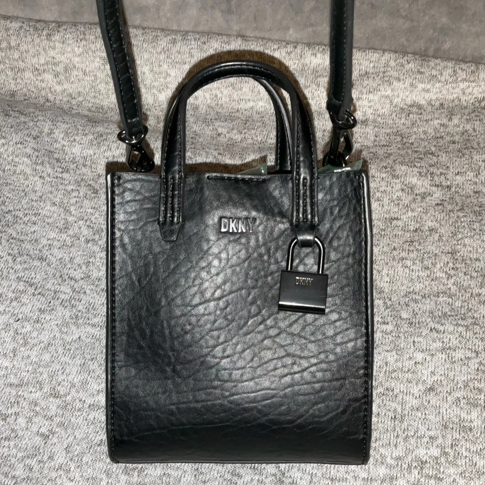 DKNY Maze Mini Crossbody In Black Mini tote Black Faux leather
